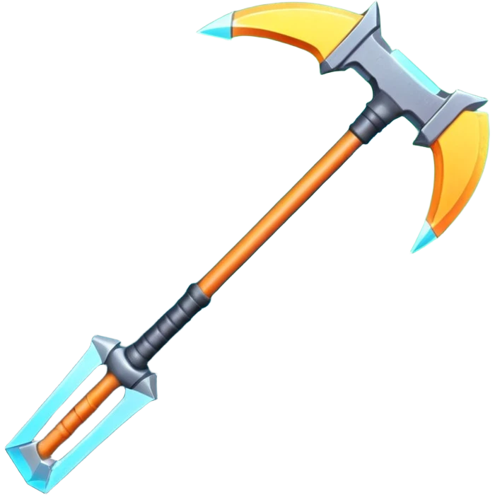 futuristic space mining pickaxe, glowing energy blade, sci-fi metal handle, neon accents, 3D cartoon, mobile game icon, clean background, no text, no watermark

 emoji