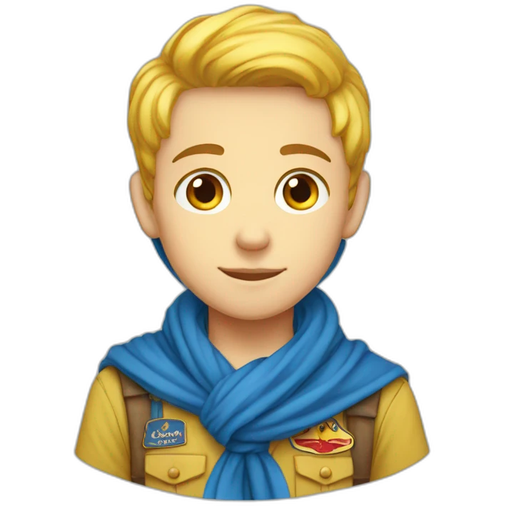 Scout boy with a RED ans YELLOW knotted scarf ans à blue scout shirt emoji