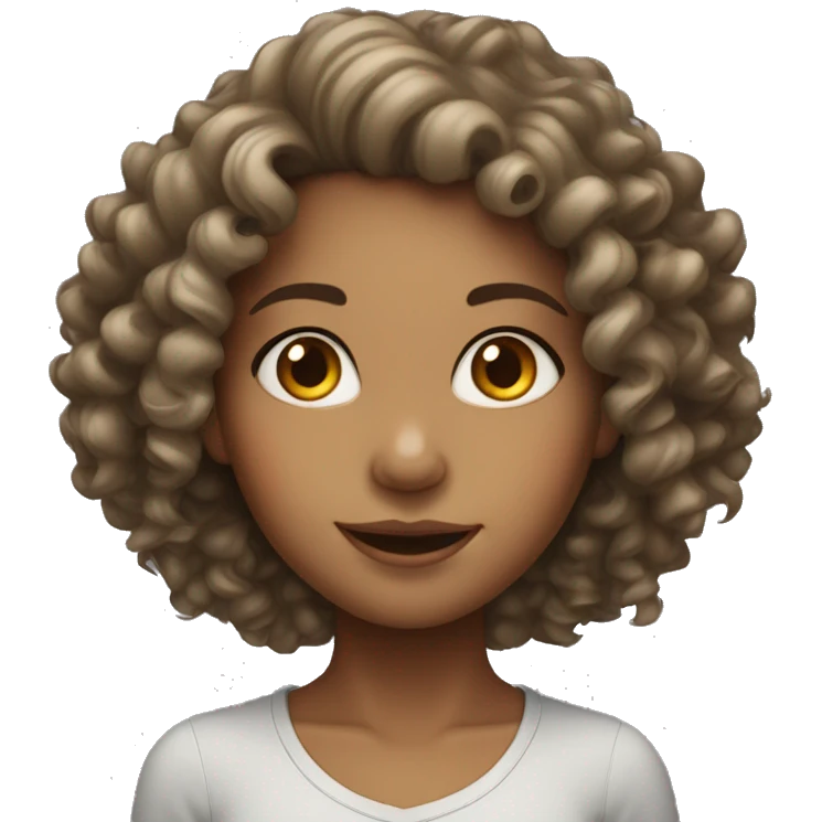 curly head light-skin girl emoji