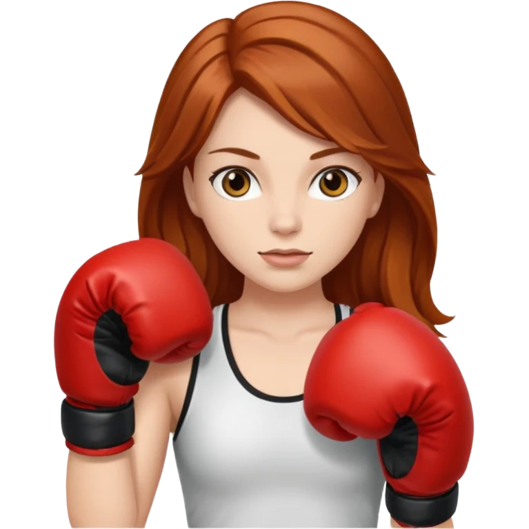 femme avec gants de boxe, châtain rousse cheveux long  emoji