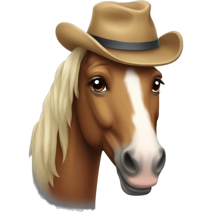 A horse with a hat emoji