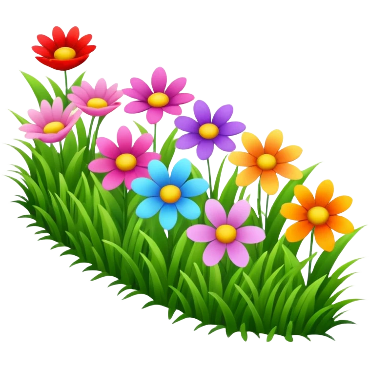 a row of flowers and grass extended far emoji