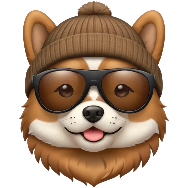 Dog wearing Beanie and shades emoji
