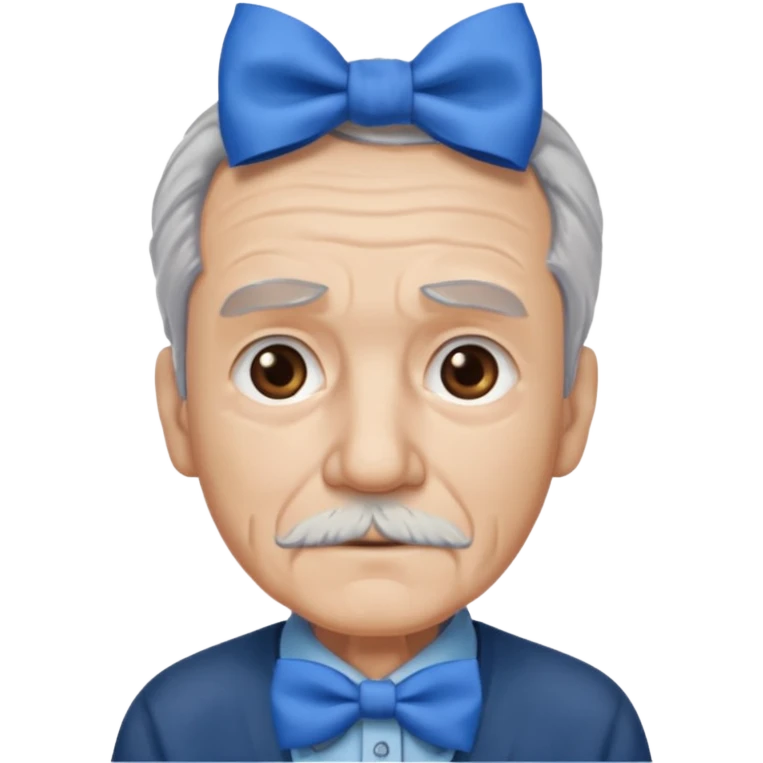 old man tied with blue bow emoji