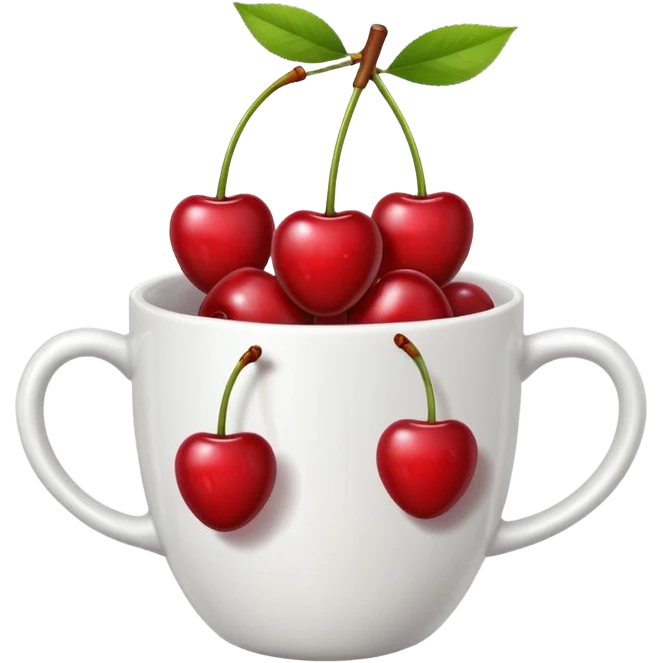 5pcs Fruit Cherry red on a cup. Fucos camera on the top of the cup emoji