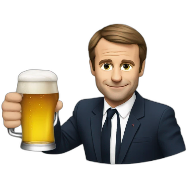 Macron drinking a beer emoji