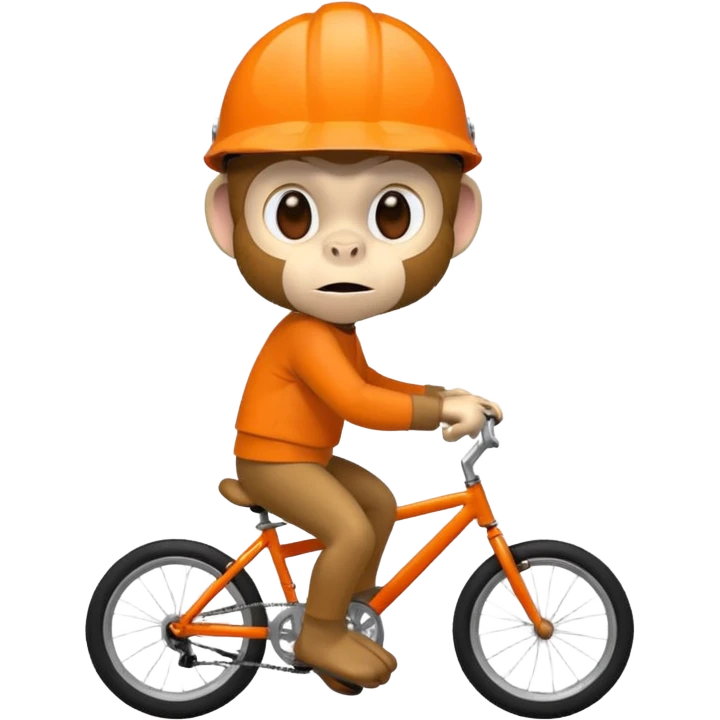 monkey wearing orange bicycle helmet, sweatshirt emoji