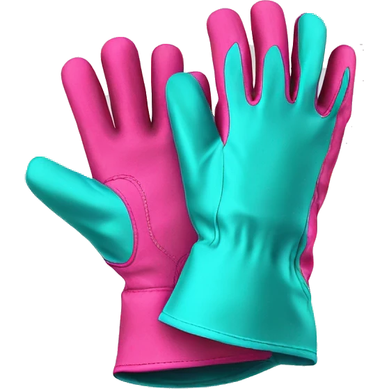 Realistic metallic hot pink and turquoise work gloves isolated.  emoji
