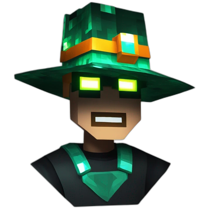 Pixel Minecraft Fedora Halloween Head Mask Diamond Obsidian Emerald Flame Shiny Glow Reward Legendary Unique Epic Mystery emoji