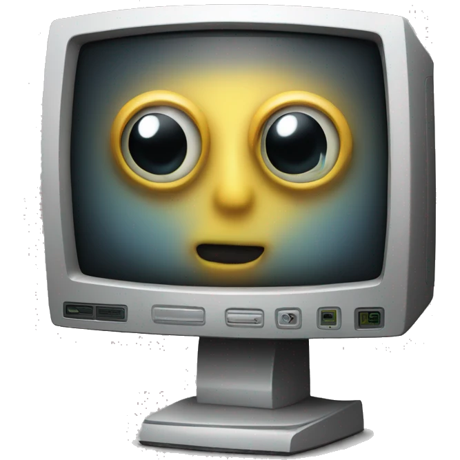 a crt monitor with eyes, in the style of steambot willie emoji