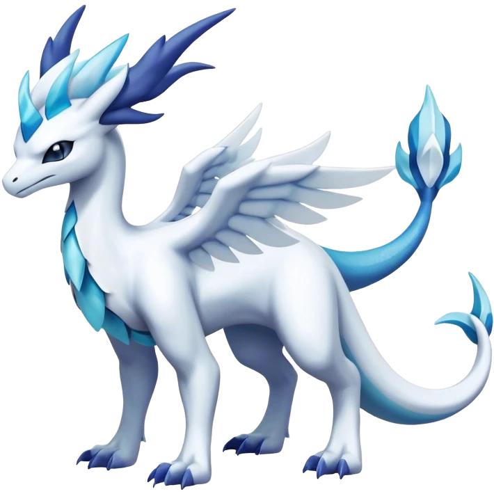 lugia-reshiram-suicune-Glaceon-hybrid, full body emoji