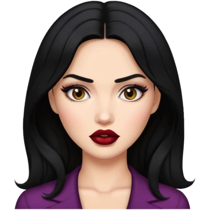 “Emoji girl, femme fatale, black hair. megan fox vibes emoji