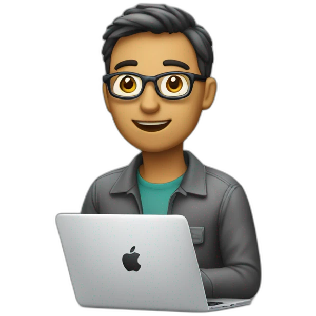 sowftware engineer in front of laptop, apple-style emoji