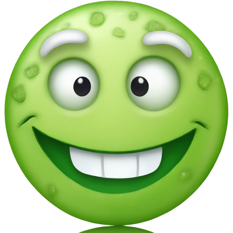 A smilie with cucumber eyes emoji