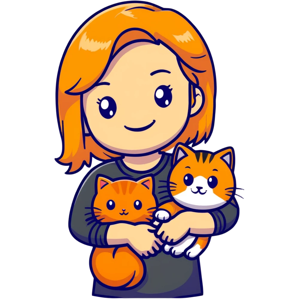 blonde girl with orange cat emoji