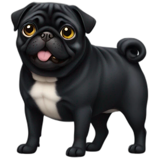 Black pug being fat emoji