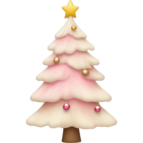 Pink and beige Christmas tree emoji
