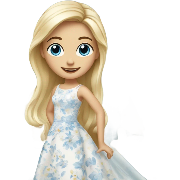 Beautiful blond girl with blue eyes and floral wedding dress emoji