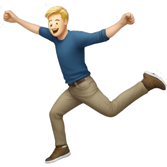 a white man jumping celebrating emoji