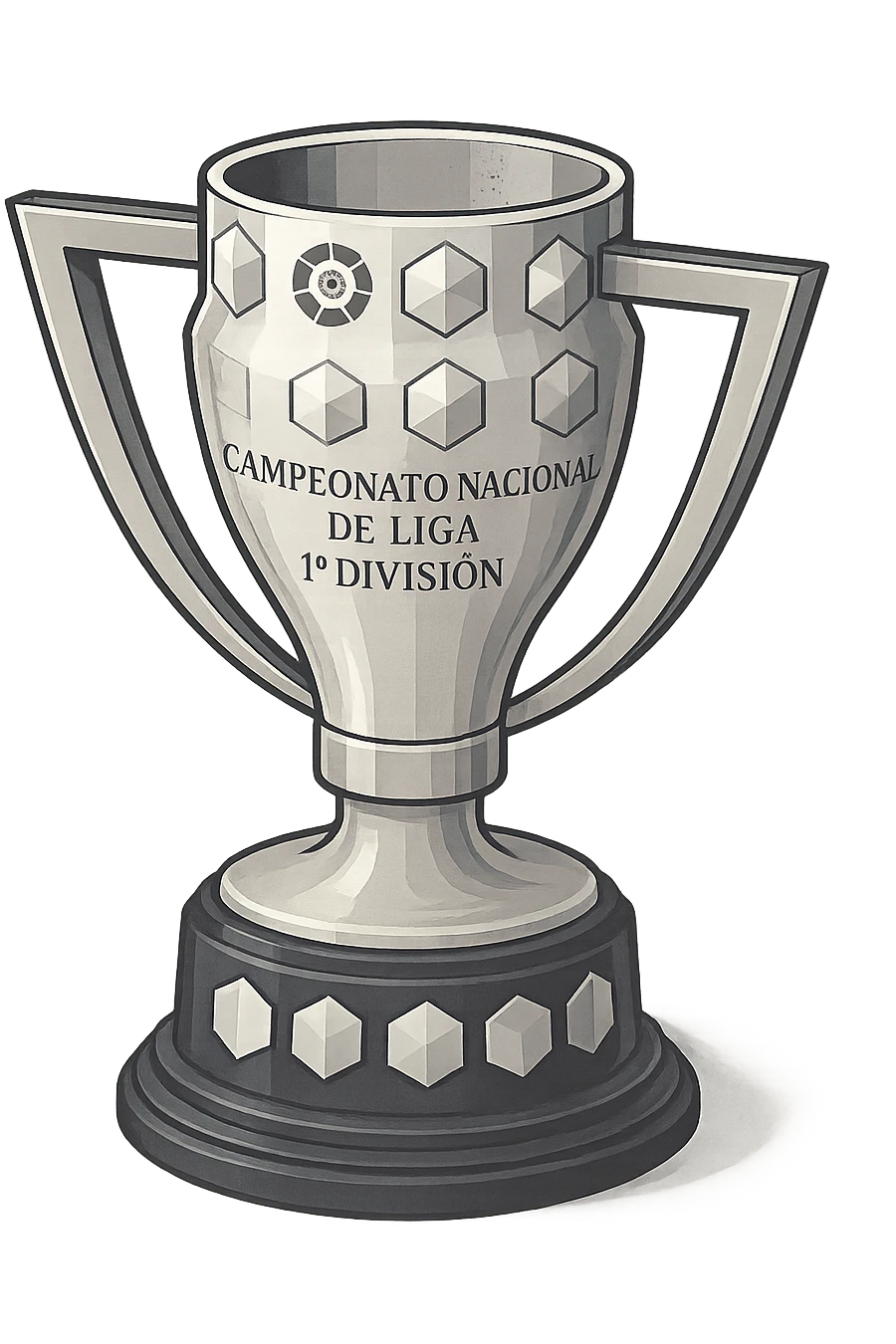 Фотореалистичный и изометричный кубок La Liga, объемный чуть слегка рисованный стиль, прозрачный фон emoji