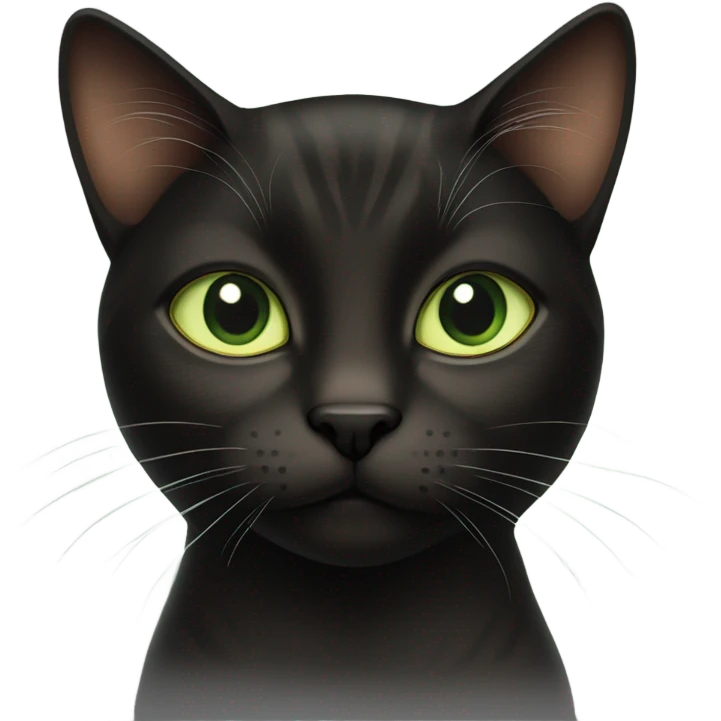 Black brown cat with light green eyes emoji
