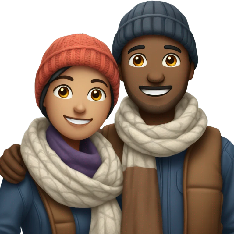 smiling couple in winter scene emoji