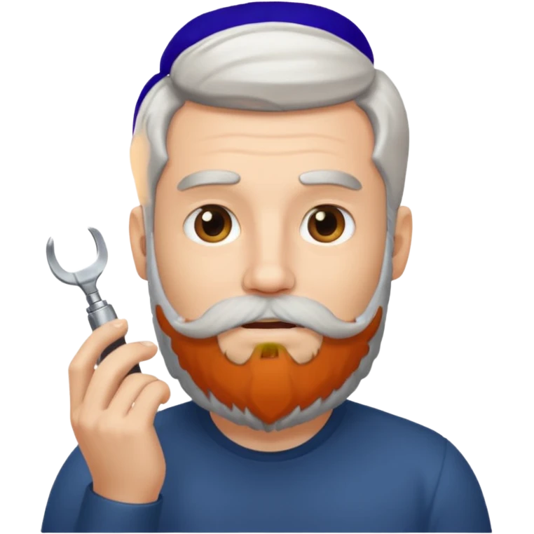 white man salt and pepper hair beard holding a beard emoji