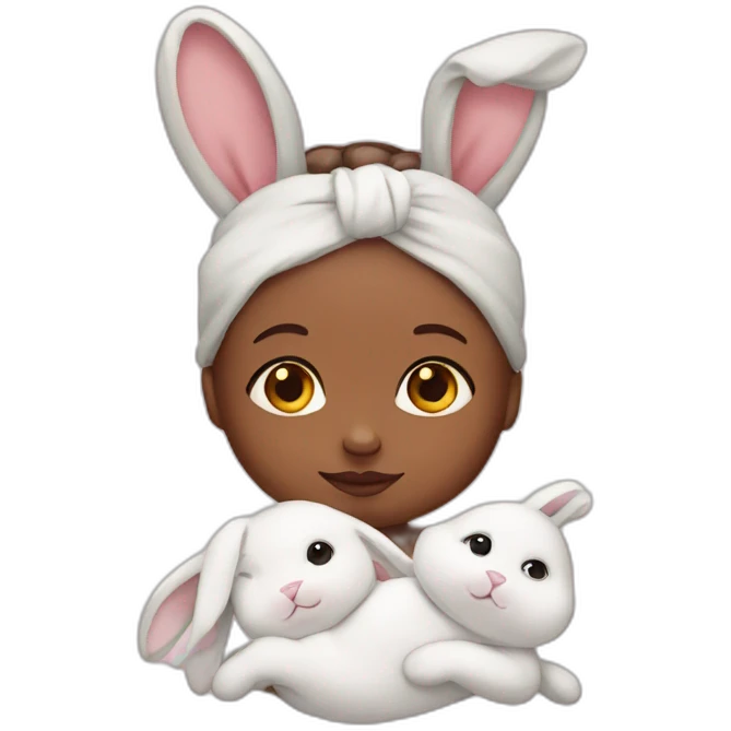 Newborn with bunny headband emoji