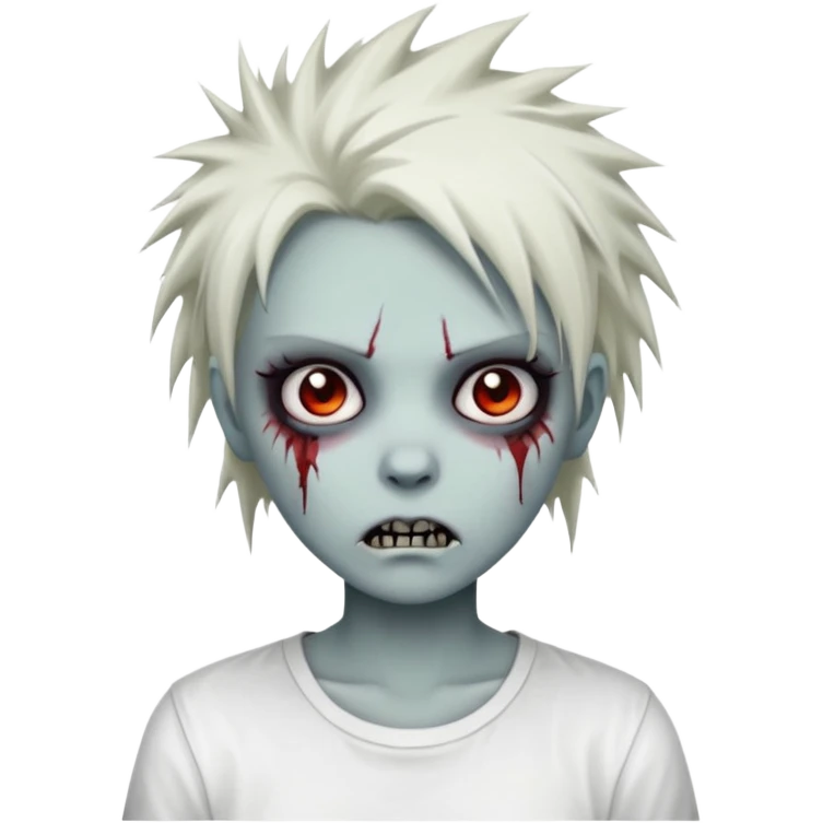 zombie girl with spiky emo hair and white shirt emoji emoji