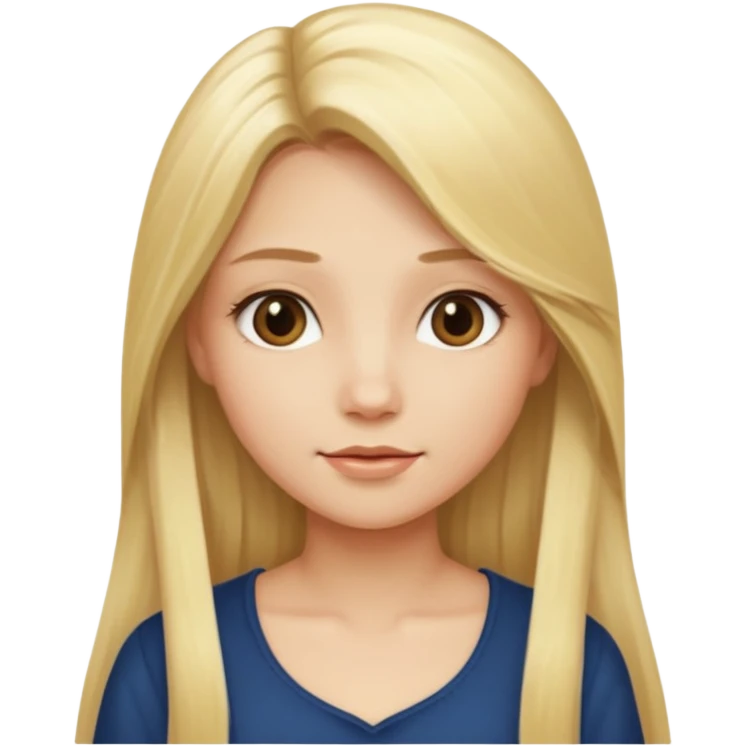 a girl with blonde long silky hair.  emoji
