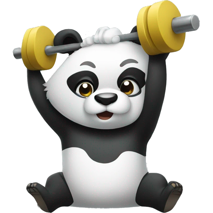 Panda lifting weights emoji
