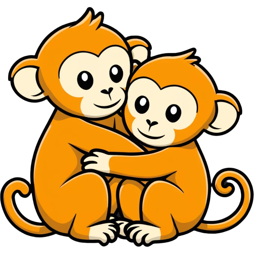 Two Monkeys hugging emoji