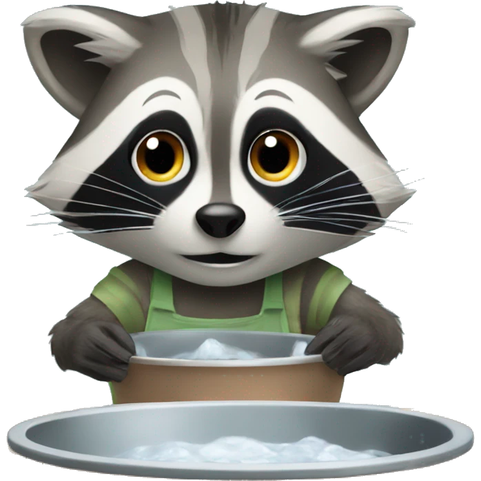 raccoon washing the dishes emoji