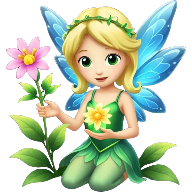 fairy character offering glowing flower emoji