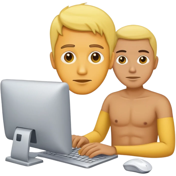 yellow man, with computer emoji