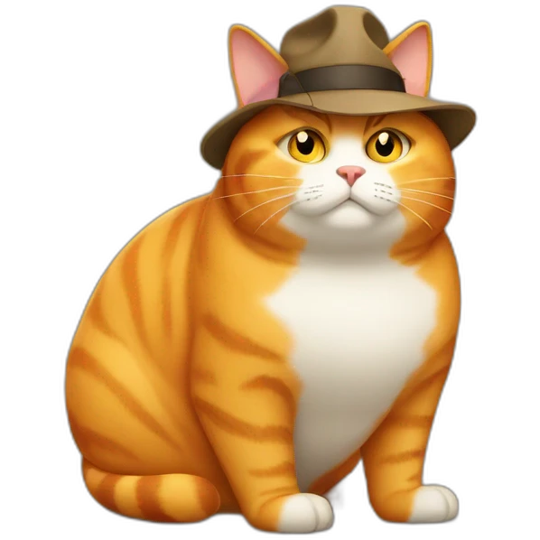 Fat orange cat detective emoji