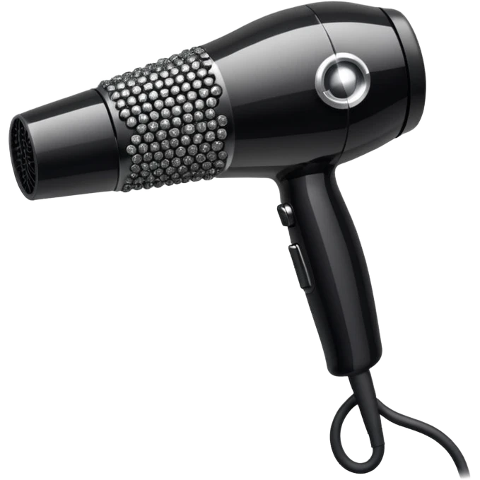 black blow dryer covered in diamonds emoji