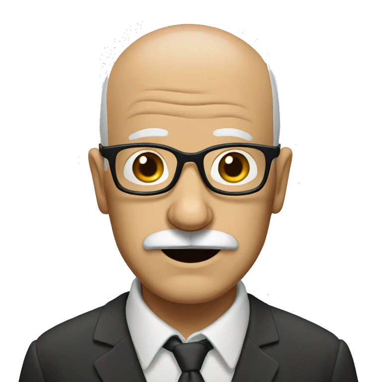 Old bald man glasses moustache  emoji