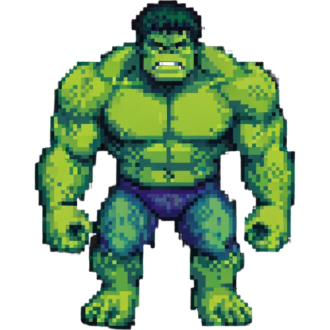 the hulk character in pixel art style emoji