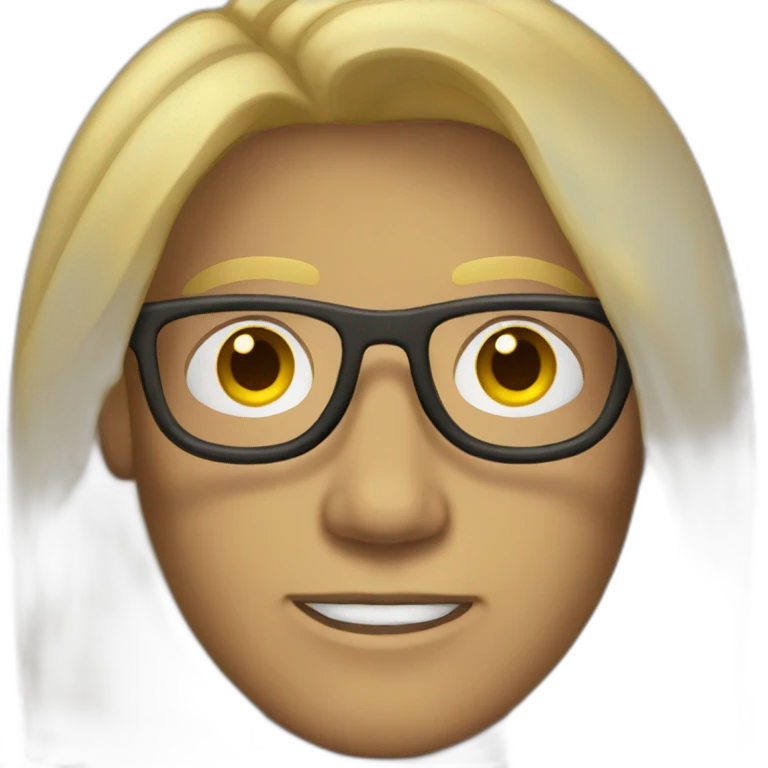 dark blonde guy with round glasses long hair emoji