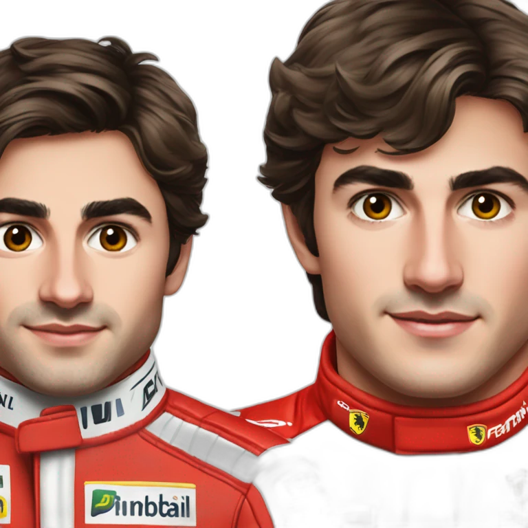 Carlos Sainz and Charles Leclerc in a Ferrari F1 suit emoji