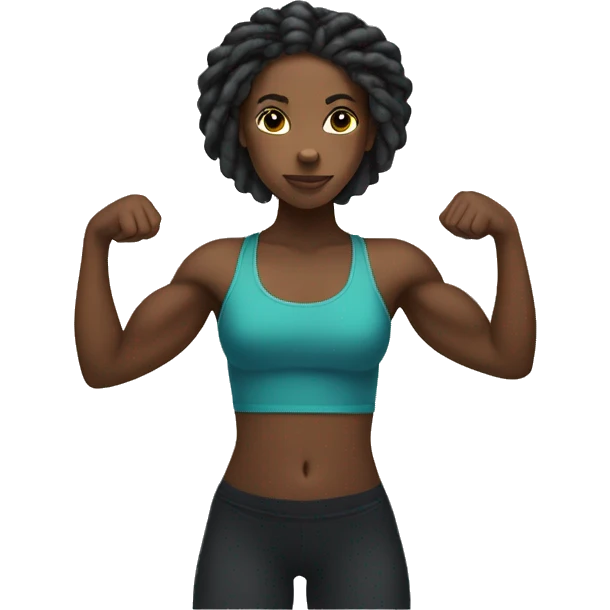 Black girl with locs doing bicep curls emoji