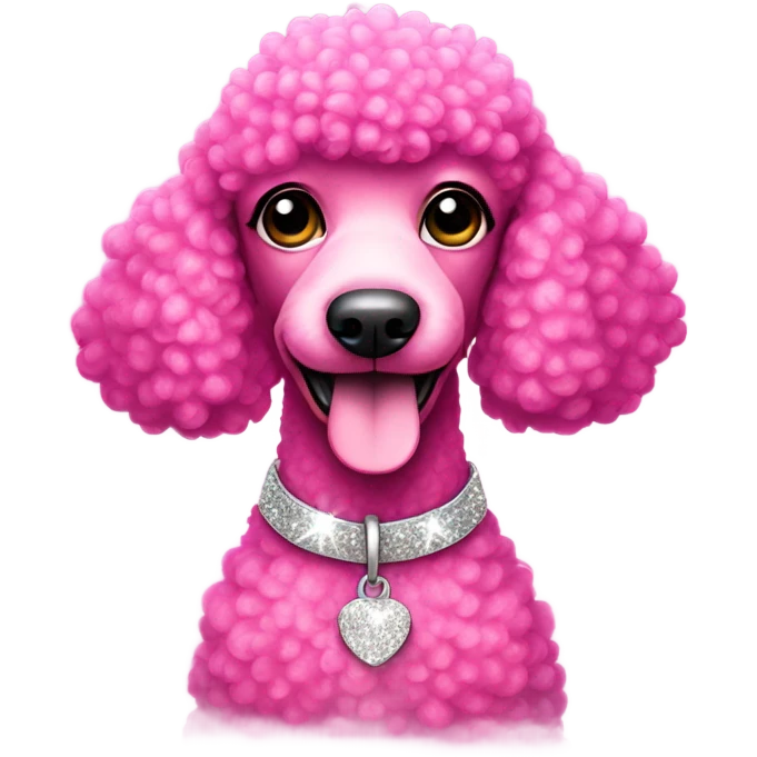 Hot pink poodle with glitter collar emoji