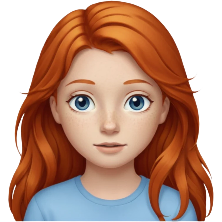 Ginger head girl with long hair and lightblue eyes emoji