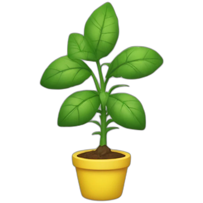 Among us jaune avec une plante verte sur la tête emoji