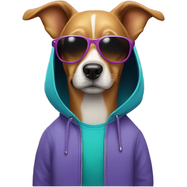 Dog wearing a hoodie and sunglasses  emoji