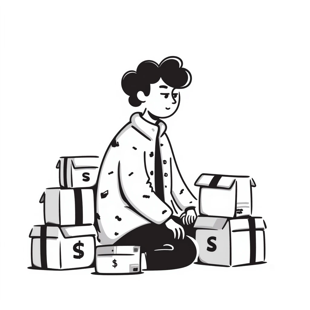 homeless white man with boxes emoji