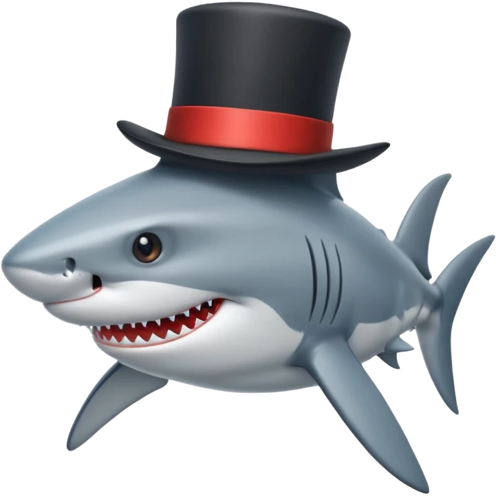 Shark with a top hat emoji