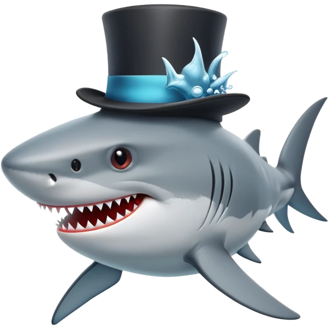 Shark with a top hat emoji