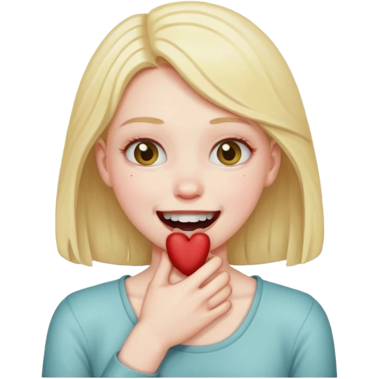girl choking herself while smiling emoji